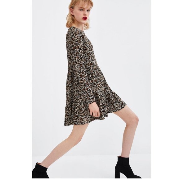 Zara Leopard Print Dress - Perfect for Winter w Booties! - Picture 1 of 5